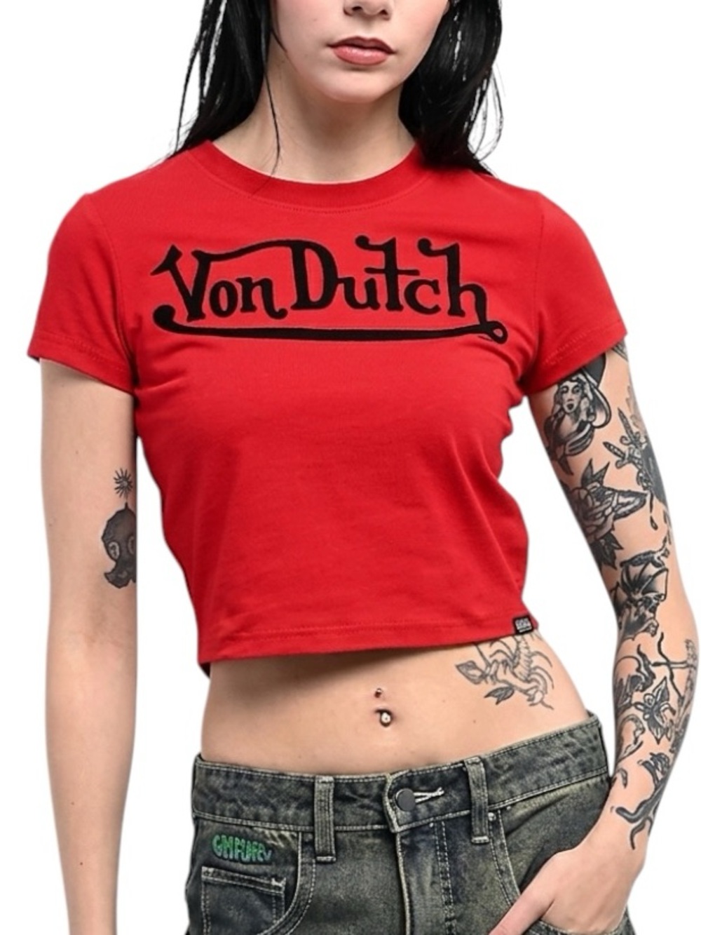Von Dutch Womens Red Tee with Black Logo